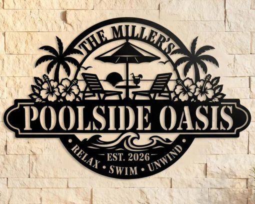 Personalized Family Name Pool Sign Backyard Pool Decor TMS1684 – Tom ...