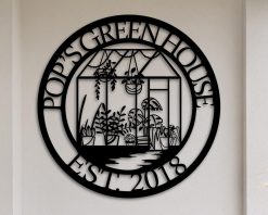 Alternative view of Personalized Greenhouse Metal Sign Custom Name Garden Decor TMS1718