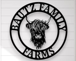 Personalized Highland Cow Farm Metal Sign Custom Name TMS1739