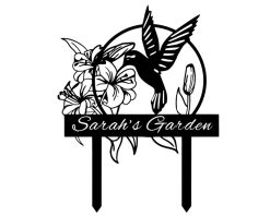 Personalized Hummingbird Garden Stake Metal Sign Custom NameTMS1721