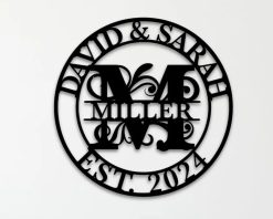 Personalized Last Name Monogram Metal Sign Housewarming Gift TMS1685