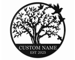 Personalized Tree of Life Metal Sign Family Name Est Year Home Decor TMS1686