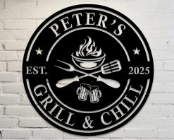 Personalized BBQ Metal Sign Custom Grill Chill Wall Decor TMS1770