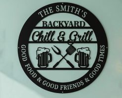 Personalized BBQ Metal Sign Custom Grill Chill Wall Decor TMS1772