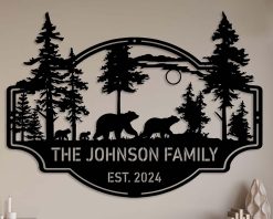 Personalized Bear Family Name Metal Sign Cabin Decor TMS1757