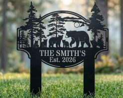 Personalized Bear Metal Sign Custom Name Decor TMS1760