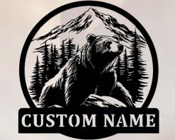Personalized Bear Metal Sign Custom Name Decor TMS1761