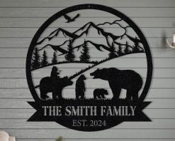 Personalized Bear Metal Sign Custom Name Decor TMS1763