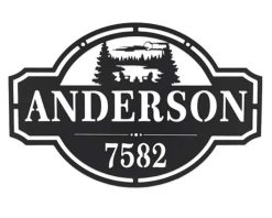 Personalized Metal Address Sign Lakefront Lake House Custom House Number Decor TMS1799