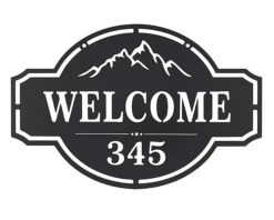 Personalized Metal Address Sign Mountain Peaks Custom House Number Decor TMS1801