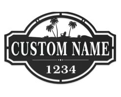 Personalized Metal Address Sign Tropical Custom House Number Decor TMS1802